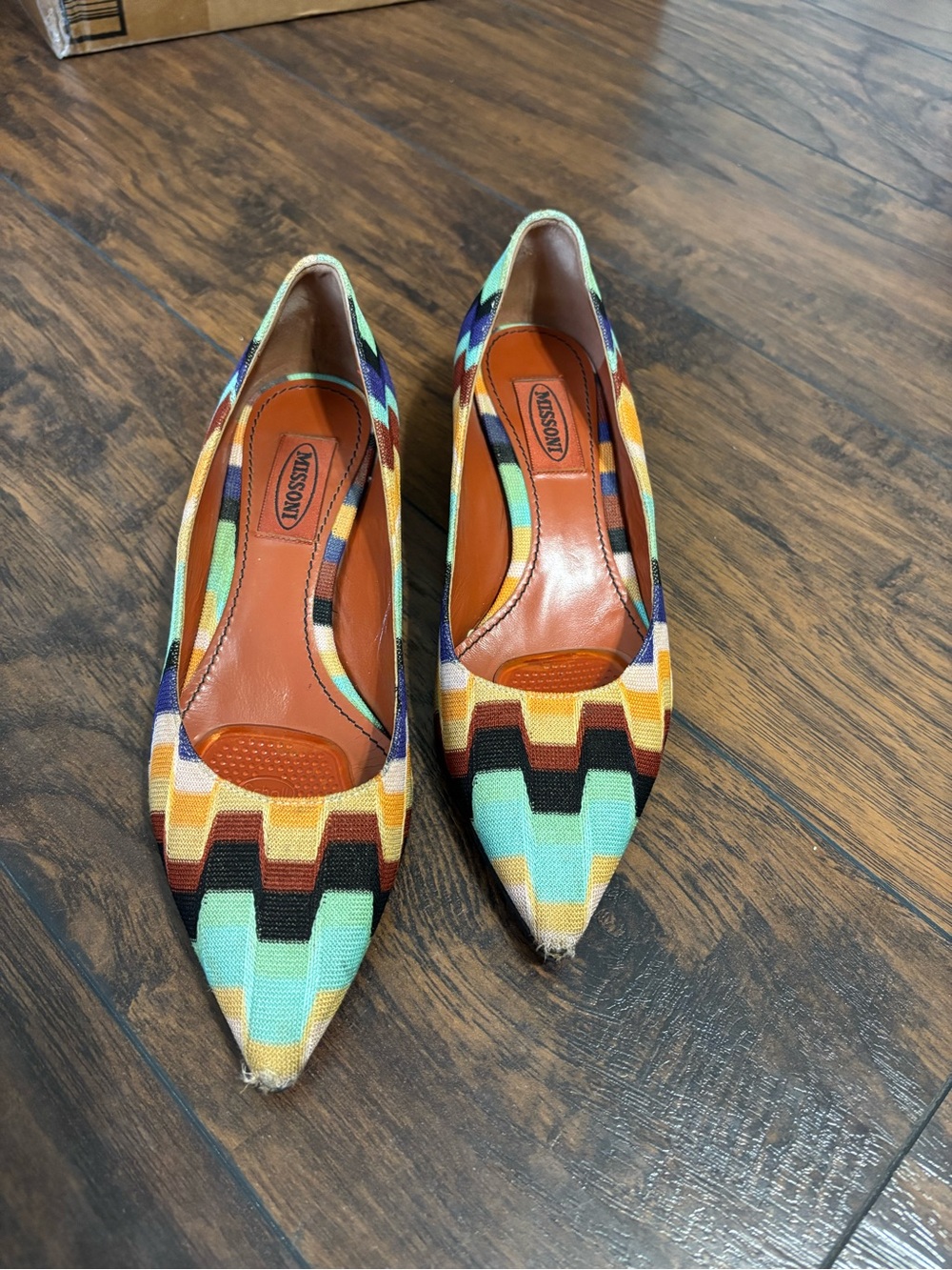 Missoni Multicolor Zigzag Pointed Toe Kitten Heels size 6